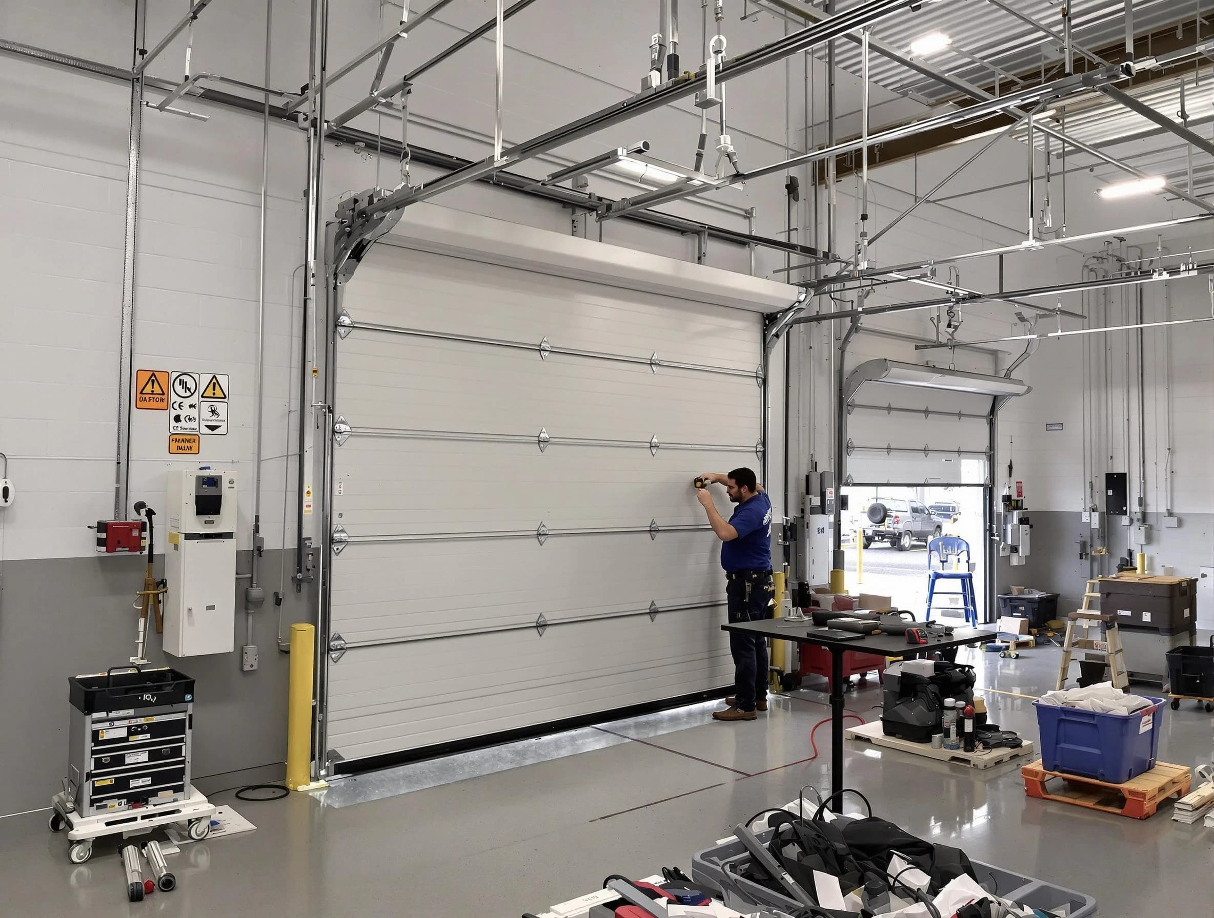 Commercial garage door repair being performed by Swissvale Garage Door Repair expert in Swissvale