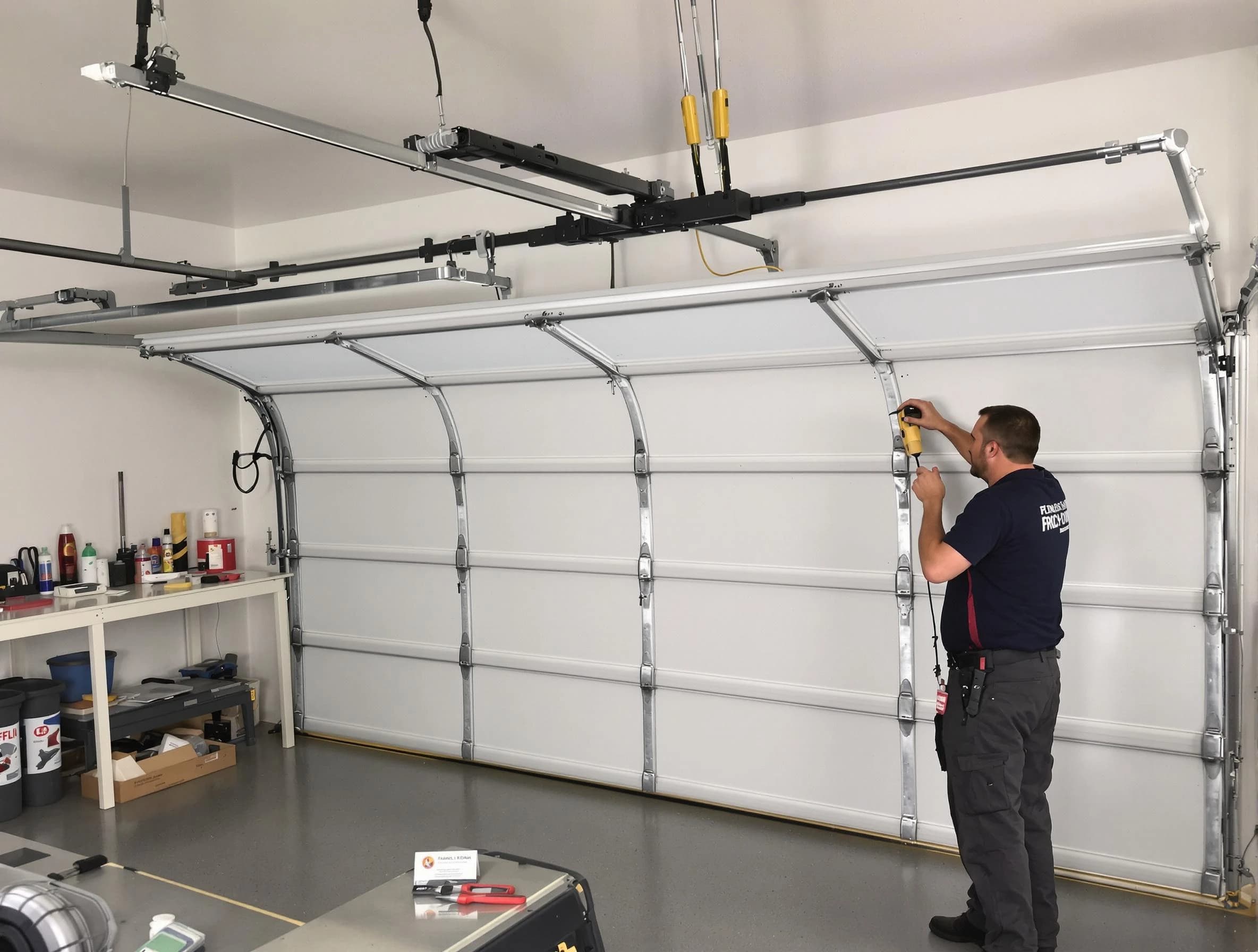 Swissvale Garage Door Repair certified technician performing overhead door system repair in Swissvale