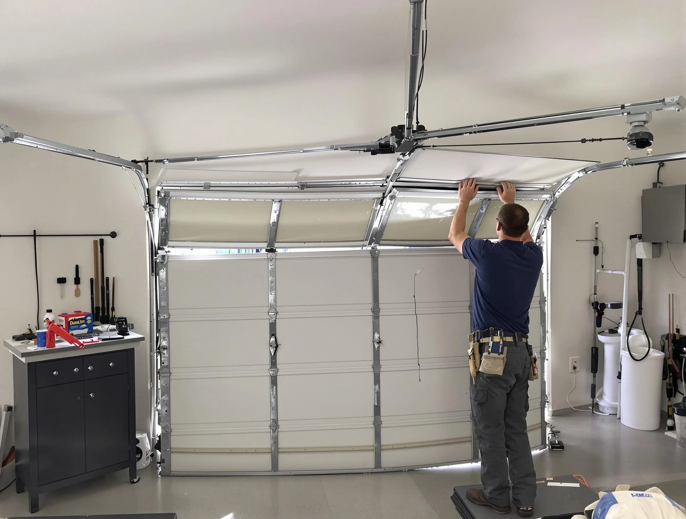 Swissvale Garage Door Repair specialist performing precise section replacement on Swissvale garage door