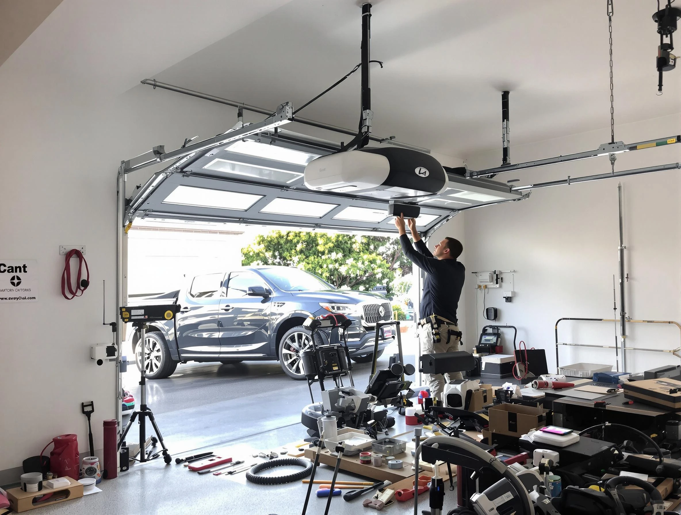 Swissvale Garage Door Repair specialist installing smart garage door opener system in Swissvale home